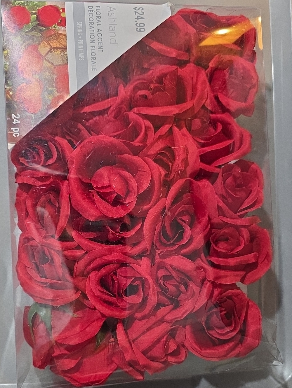 Ashland Red Fabric Rose Accent Clips - Pack